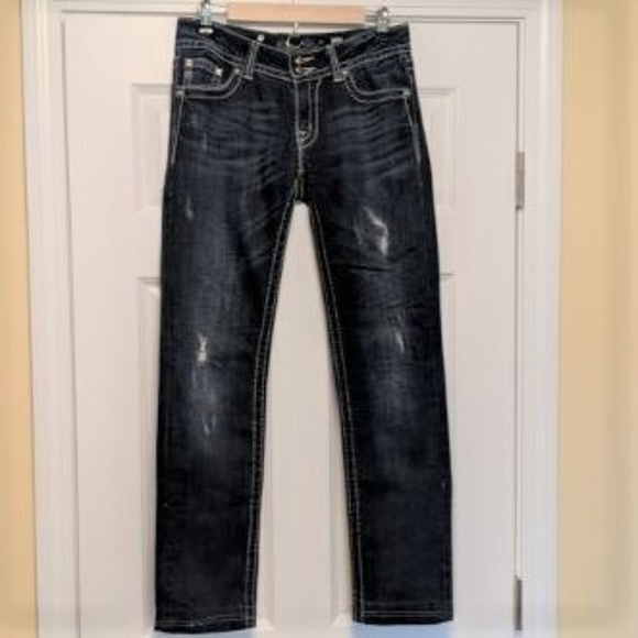Miss Me Jeans Skinny Straight Distressed Jeans 29 - Picture 2 of 8